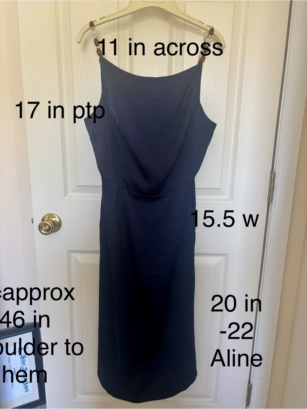 RIHOAS Navy TAILORED  Midi Slip Dress with Beaded Shoulder Accents
